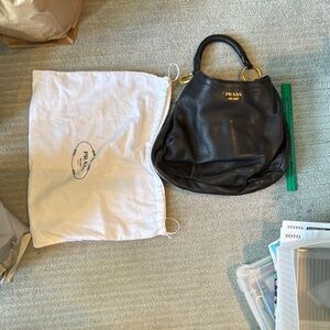 Prada Black Leather Hobo Bag